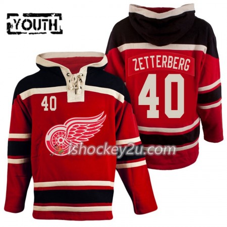 Børn NHL Detroit Red Wings Henrik Zetterberg 40 Rød Sawyer Hooded Sweatshirt